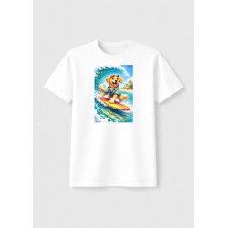 cachorro, surf, alegria, onda, cor