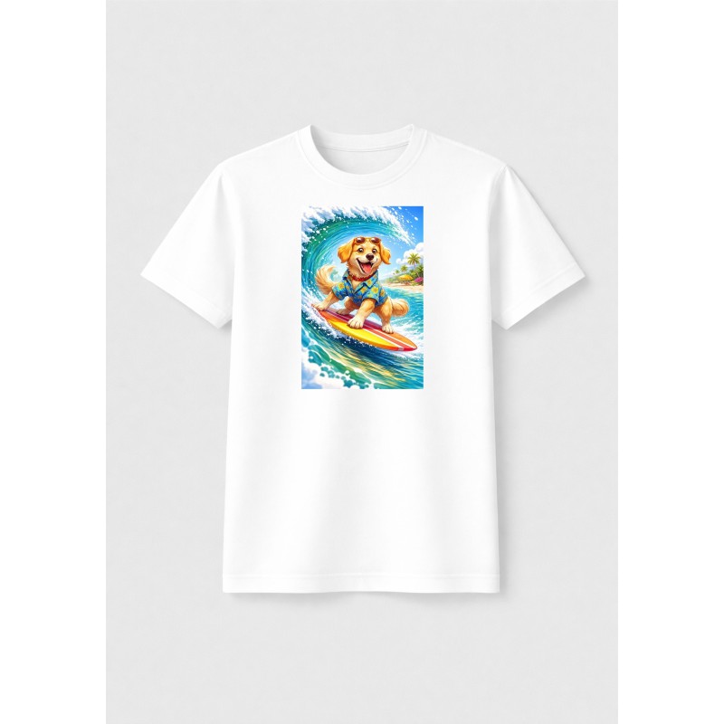 cachorro, surf, alegria, onda, cor